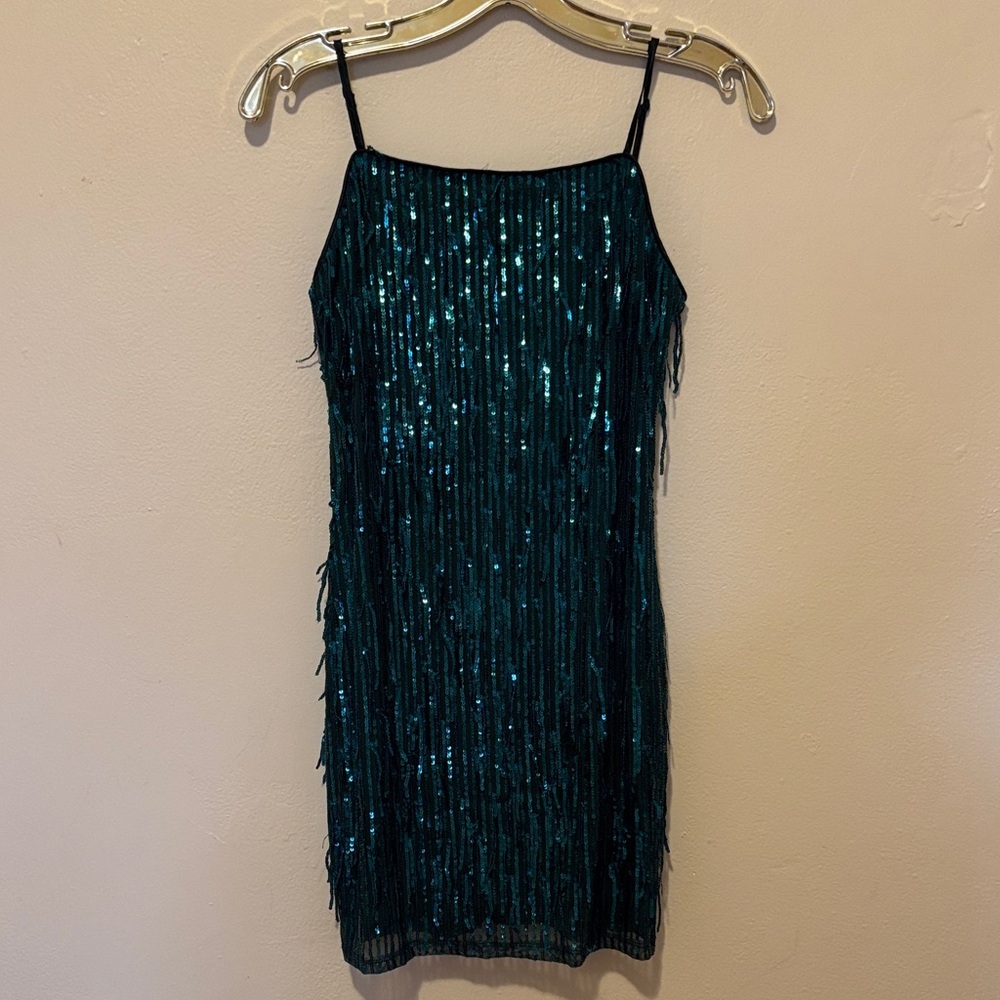 Trixxi Teal Sequin Mini Dress